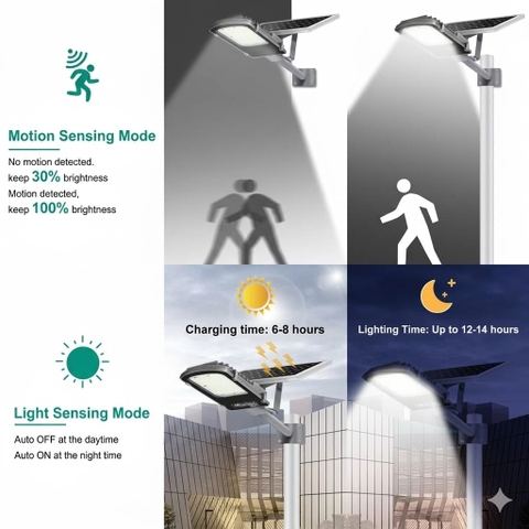 Đèn Đường Năng Lượng Mặt Trời ZALAA ZL-GMX-DDZ Cảm Biến Thông Minh IP65