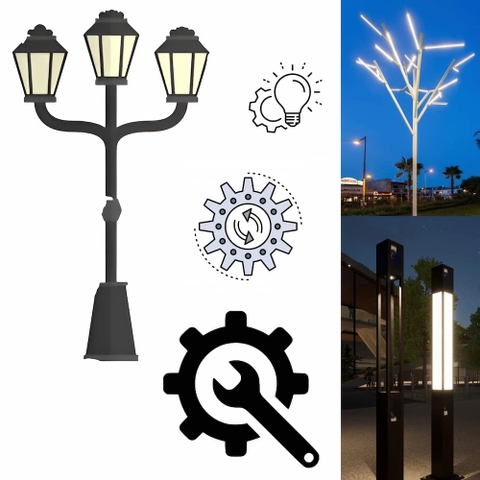 Cột Đèn Sân Vườn Đẹp Lạ ZALAA Cao 2m, 3m, 4m,5m, 6m, Gia Công/Sản Xuất Theo Yêu Cầu