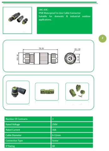 Đầu nối dây điện Đèn LED cho dự án chiếu sáng ngoài trời, IP68 chống nước (Waterproof connector) - Linh Kiện đèn led Zalaa