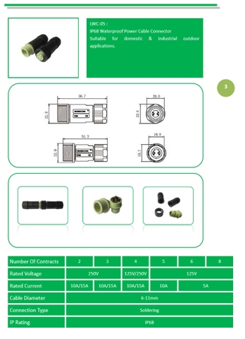 Đầu nối dây điện Đèn LED cho dự án chiếu sáng ngoài trời, IP68 chống nước (Waterproof connector) - Linh Kiện đèn led Zalaa