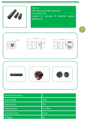 Đầu nối dây điện Đèn LED cho dự án chiếu sáng ngoài trời, IP68 chống nước (Waterproof connector) - Linh Kiện đèn led Zalaa