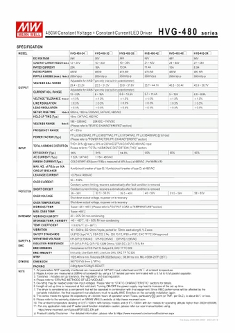 Nguồn Meanwell HVG-480 | LED Driver sử dụng cho Đèn LED công suất từ 480W