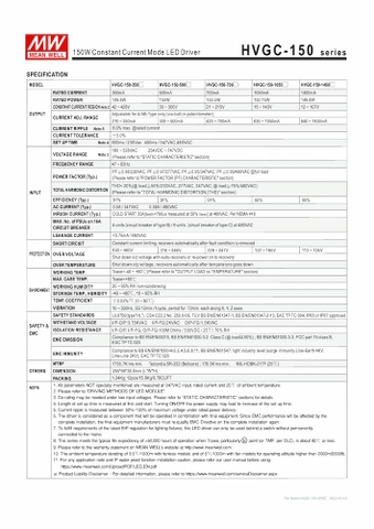 Nguồn Meanwell HVGC-150 | LED Driver sử dụng cho Đèn LED ngoài trời từ 150W