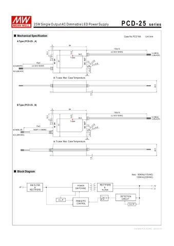 Nguồn Meanwell PCD-25 - LED Driver sử dụng cho Đèn chiếu sáng trong nhà