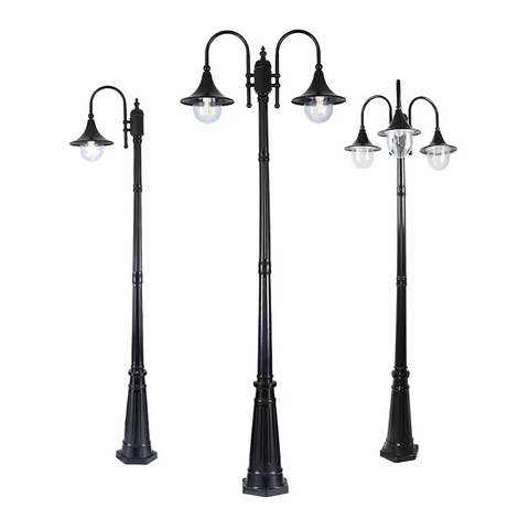 Cột Đèn Sân Vườn 2 Tay Đèn Mai Chiếu Thủy Cổ Điển cho Trụ cao từ 2m-5m ZALAA