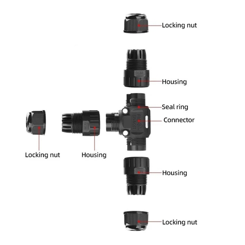 Đầu Nối Điện Chữ T Chia 3 Cổng M20T-3P Chống nước, Ngoài trời IP68 - Linh kiện đèn led Zalaa