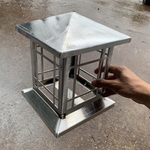 Đèn Trụ Cổng Vuông D200mm LED-E27 Chất liệu Inox Sơn theo yêu cầu