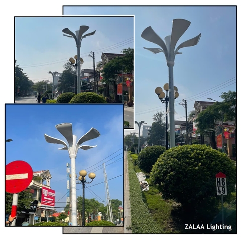 Trụ Cột Và Đèn LED Bông Hoa 5 Cánh Đẹp Lạ cho Công trình chỉnh trang hệ thống chiếu sáng đô thị