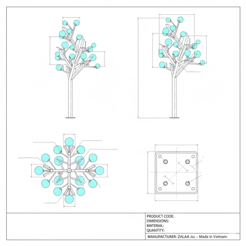 Trụ Đèn Cảnh Quan Trang Trí Chiếu Sáng Nghệ Thuật Với Quả Cầu ZALAA LED Art Lights | ZCV-ART 004