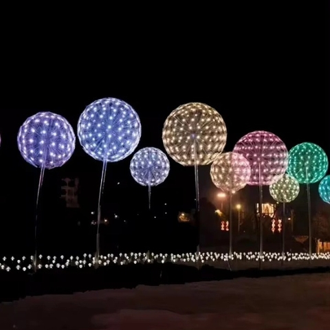 Trụ Cột Đèn Inox Cao 4M Sử dụng Treo Bông Hoa Bồ Công Anh Dandelion Ngoài Trời