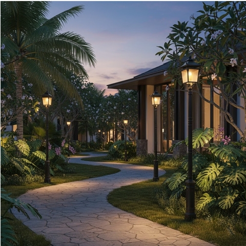 Trụ Đèn LED Sân Vườn Châu Âu - Kiểu dáng Đầu Tháp Mái Chùa, Đình Cổ Điển | ZSV-GLP EU003