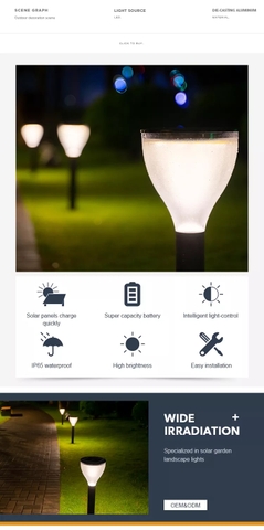 Trụ Đèn LED Trang Trí Sân Vườn Năng Lượng Mặt Trời ZALAA ZG-CPD4804