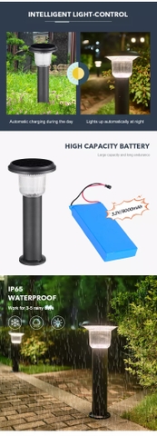 Trụ Đèn Nấm Sân Vườn Năng Lượng Mặt Trời ZALAA ZG-CPD2204