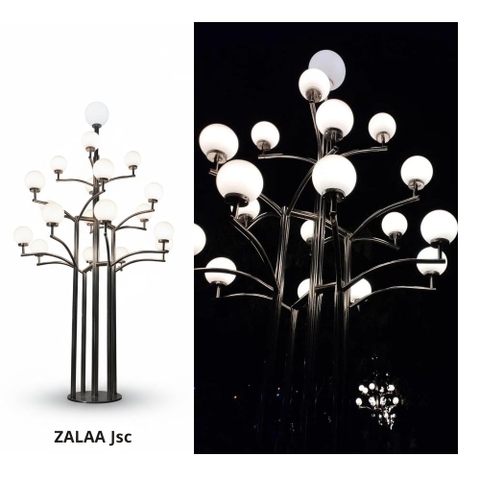 Trụ Đèn Nghệ Thuật 19 Bóng Cầu PE, PMMA, D200, D300, D400 LED Bulb E27 | ZCV-ART006 ZALAA