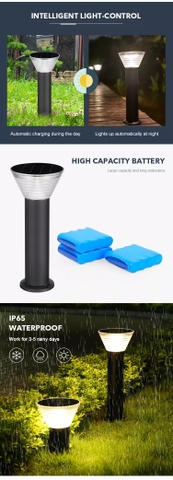 Trụ Đèn Thảm Cỏ Sân Vườn Năng Lượng Mặt Trời ZALAA ZG-CPD3004