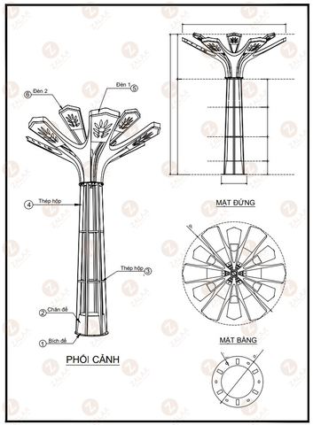 Trụ Đèn Trang Trí Rgb ZALAA Chiếu Sáng Cho Dự Án Công Viên Ánh Sáng Kiểu Hoa Ly - LED Tree Lights