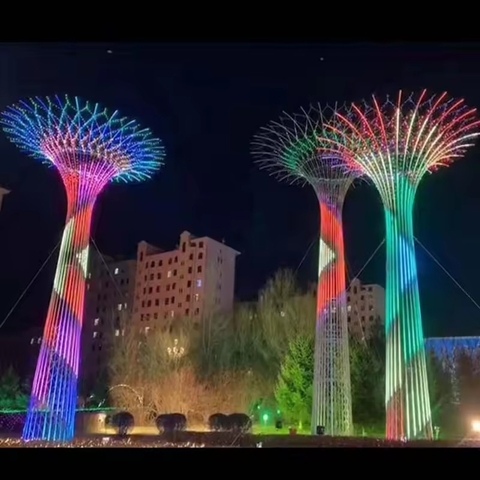 Trụ Đèn ZALAA Mô Hình 3D Tree Motif light Khổng Lồ, DMX 512, RGB đổi màu chiếu sáng công viên, khu trung tâm đô thị