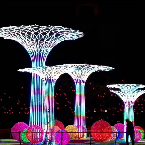 Trụ Đèn ZALAA Mô Hình 3D Tree Motif light Khổng Lồ, DMX 512, RGB đổi màu chiếu sáng công viên, khu trung tâm đô thị