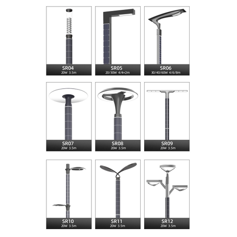 Cột Đèn Vertical Solar Light ZSR-05 Tấm Pin Năng Lượng Mặt Trời Dọc Thân 20W H4,4M