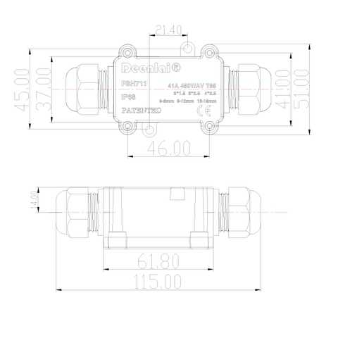 Hộp Chống Thấm Nước 2 Đầu Deenlai FSH711-2 Ngoài Trời IP68 - Linh kiện đèn led Zalaa
