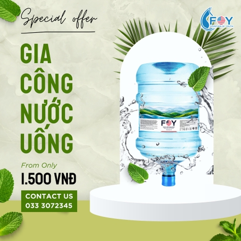 Gia công nước uống đóng bình 19L Bình vòi 2IN1 nhãn riêng theo yêu cầu