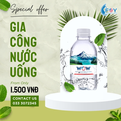 Gia công nước uống tinh khiết đóng chai WOW 250ml