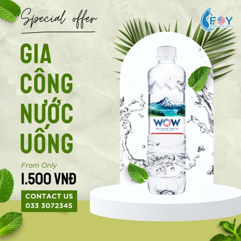 Gia công nước uống tinh khiết đóng chai WOW 520ml