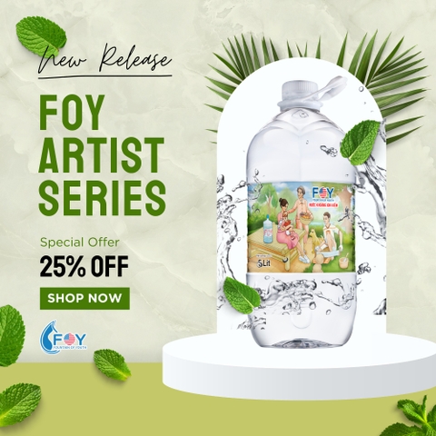 Gia công nước khoáng ion kiềm đóng chai FOY Artist 5L