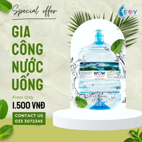 Gia công nước uống tinh khiết đóng bình 19L Bình úp 2IN1 nhãn riêng theo yêu cầu