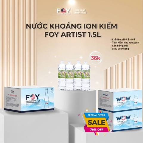 Nước khoáng ion kiềm 1.5L FOY Artist (Thùng 12 chai)