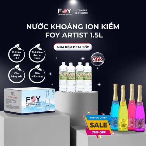 Nước khoáng ion kiềm 1.5L FOY Artist (Thùng 12 chai)