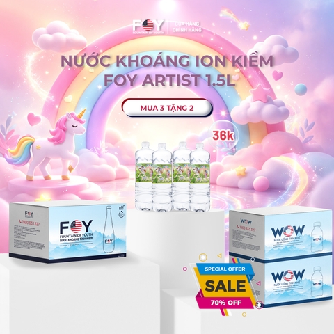 Nước khoáng ion kiềm 1.5L FOY Artist (Thùng 12 chai)