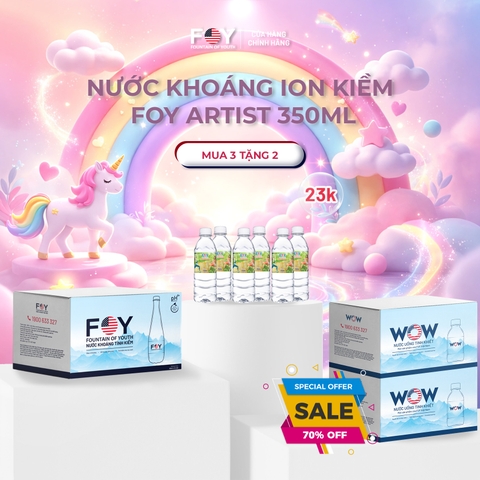 Nước khoáng ion kiềm 350ml FOY Artist (Thùng 24 chai)