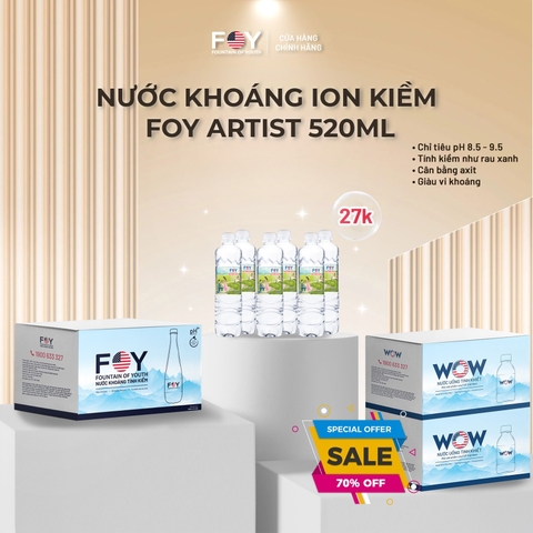 Nước khoáng ion kiềm 520ml FOY Artist (Thùng 24 chai)