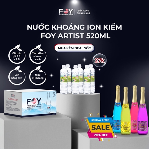 Nước khoáng ion kiềm 1.5L FOY Artist (Thùng 12 chai)
