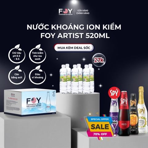 Nước khoáng ion kiềm 520ml FOY Artist (Thùng 24 chai)