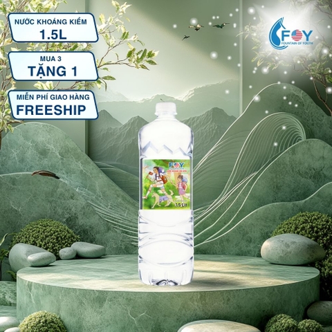 COMBO 3 TẶNG 1 - Nước khoáng ion kiềm chai 1.5L FOY Artist tặng 1 phần quà