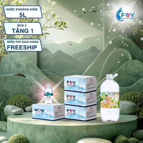 COMBO 3 TẶNG 1 - Nước khoáng ion kiềm chai 5L FOY Artist tặng 1 phần quà