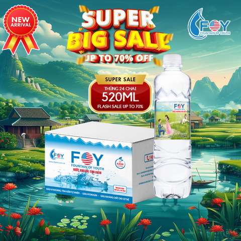 Nước khoáng ion kiềm 520ml FOY Artist (Thùng 24 chai)