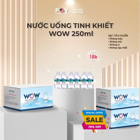 Nước tinh khiết cao cấp WOW LUXURY 250ml (Thùng 24 chai)