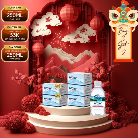 Nước tinh khiết cao cấp WOW LUXURY 250ml (Thùng 24 chai)