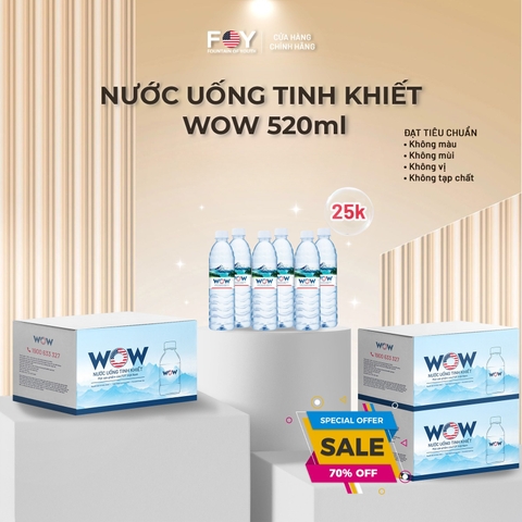 Thùng 24 chai WOW nước uống tinh khiết 520ml
