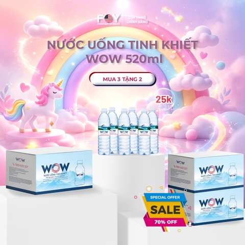 COMBO 3 TẶNG 1 Nước tinh khiết đóng chai 520ml WOW