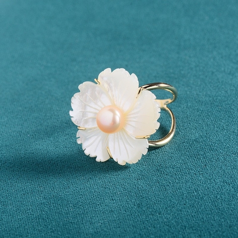 Khuy Cài Khăn KLA Luxury Gifts KLA477 Bông Hoa Đào Đính Đá Moissanite Lấp Lánh