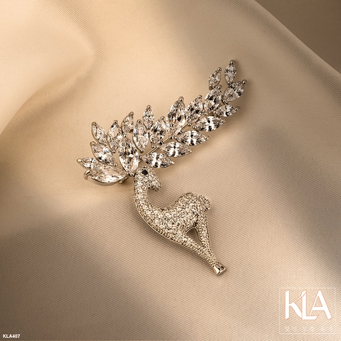 Trâm Cài Áo Cao Cấp KLA Luxury Gifts KLA407 Hình Con Hươu Đính Đá Moissanite Lấp Lánh