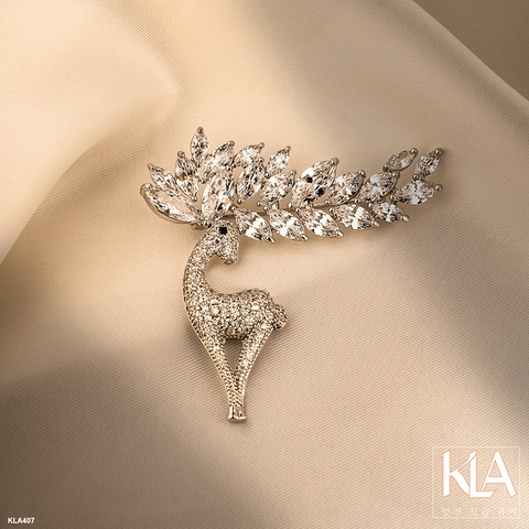 Trâm Cài Áo Cao Cấp KLA Luxury Gifts KLA407 Hình Con Hươu Đính Đá Moissanite Lấp Lánh