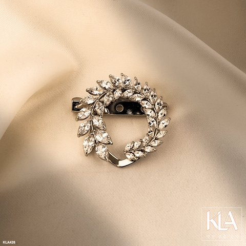 Trâm Cài Áo Cao Cấp KLA Luxury Gifts KLA426 Hình Vòng Nguyệt Quế Màu Bạc Đính Đá Moissanite Lấp Lánh