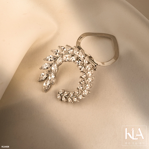 Trâm Cài Áo Cao Cấp KLA Luxury Gifts KLA426 Hình Vòng Nguyệt Quế Màu Bạc Đính Đá Moissanite Lấp Lánh