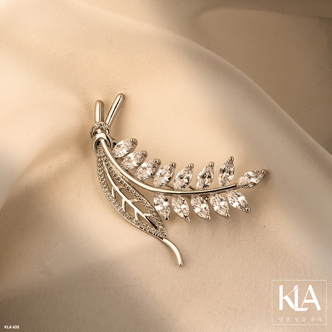 Trâm Cài Áo Cao Cấp KLA Luxury Gifts KLA435 Hình Bông Lúa Màu Bạc Đính Đá Moissanite Lấp Lánh