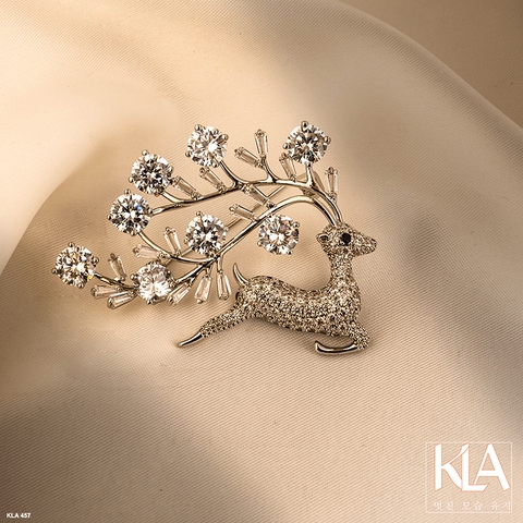 Trâm Cài Áo Cao Cấp KLA Luxury Gifts KLA457 Hình Tuần Lộc Đính Đá Moissanite Lấp Lánh